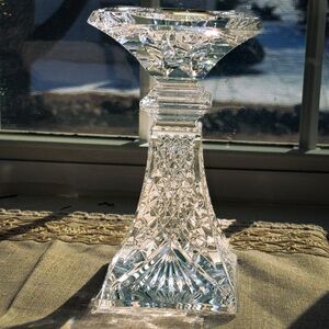 Signed Waterford Crystal Pedestal Candle Holder| Architectural Statement Decor